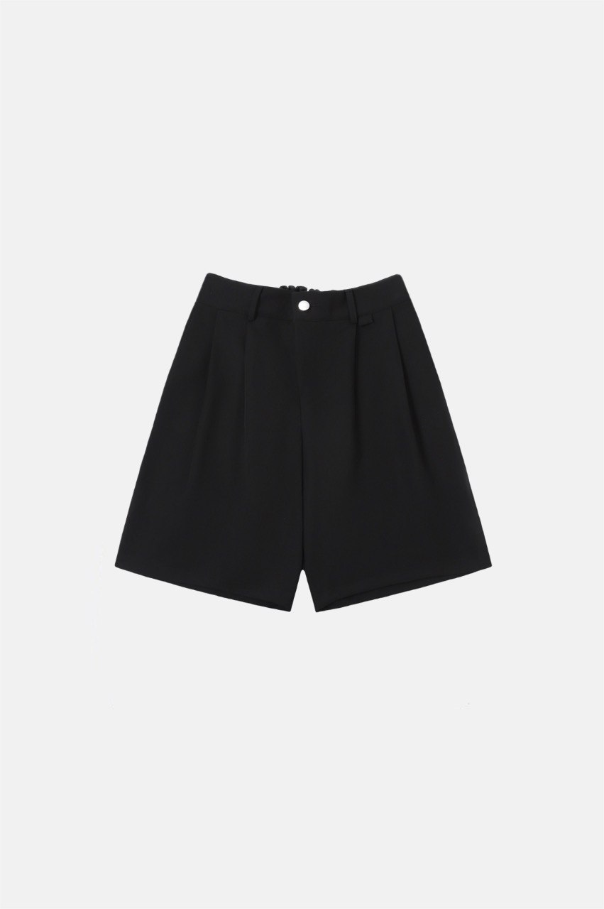 Black Pleated Shorts front