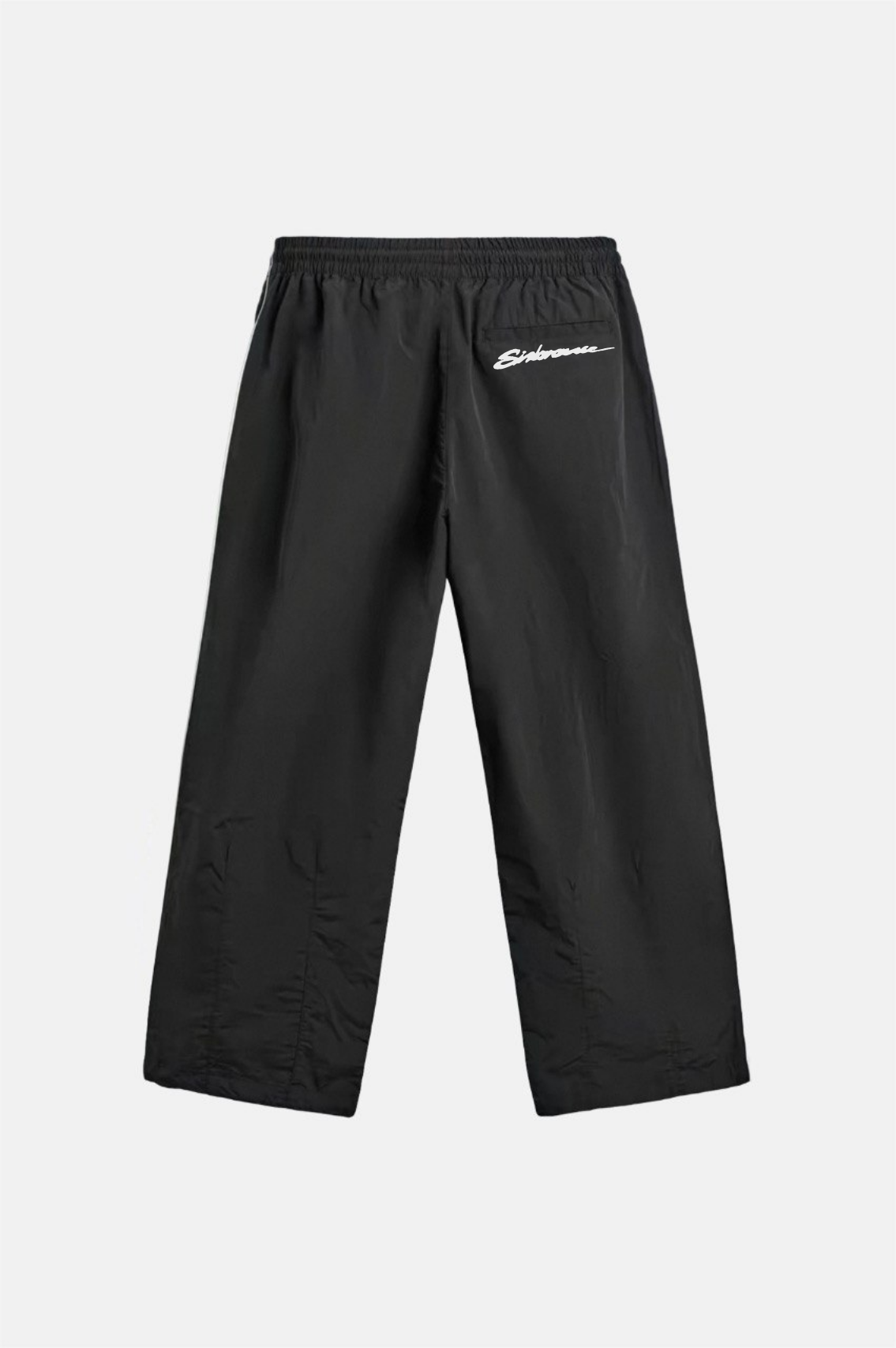 Black Nylon Track Pants back