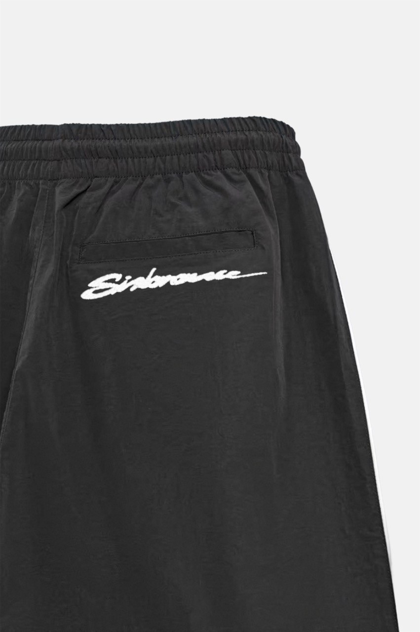 Black Nylon Track Pants back